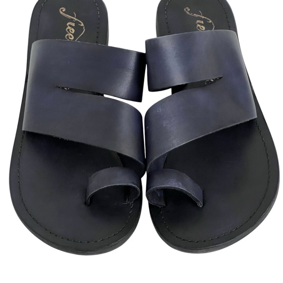 Free People Sandals Leather Loop‎ Toe Black Wash Slide Abilene EU 36 - Picture 6 of 14